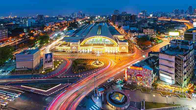 Bangkok Railway Station, Thailand, tags: begeben sie sich auf von - CC BY-SA