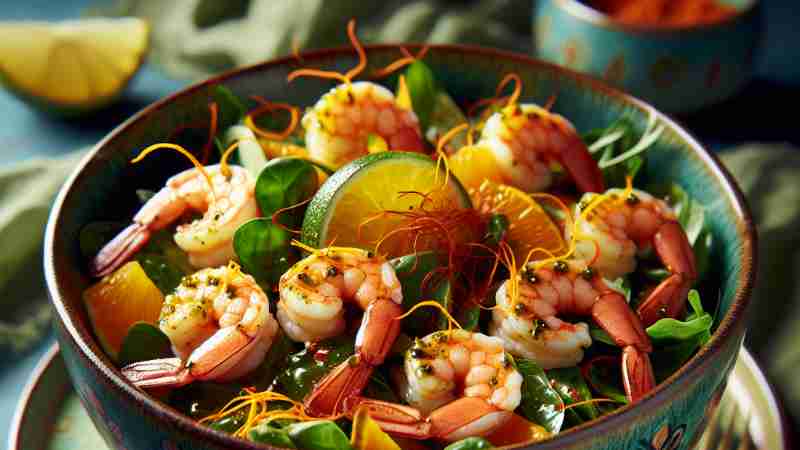 Saffron Shrimp Salad with Citrus Vinaigrette: A Delightful Dish to Try, Concept art for illustrative purpose, tags: ein - Monok